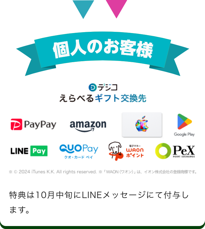 個人のお客様 デジコえらべるギフト交換先