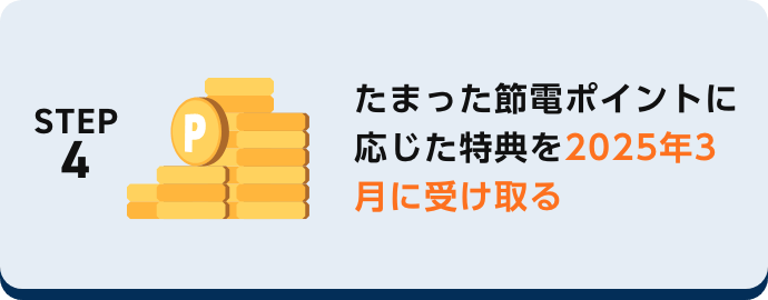 たまった節電ポイントに応じた特典を2025年3月に受け取る