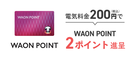 電気料金200円（税込）でWAON POINT 2ポイント進呈