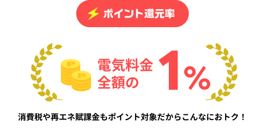 ポイント還元率 電気料金全額の1% 消費税や再エネ賦課金もポイント対象だからこんなにおトク！